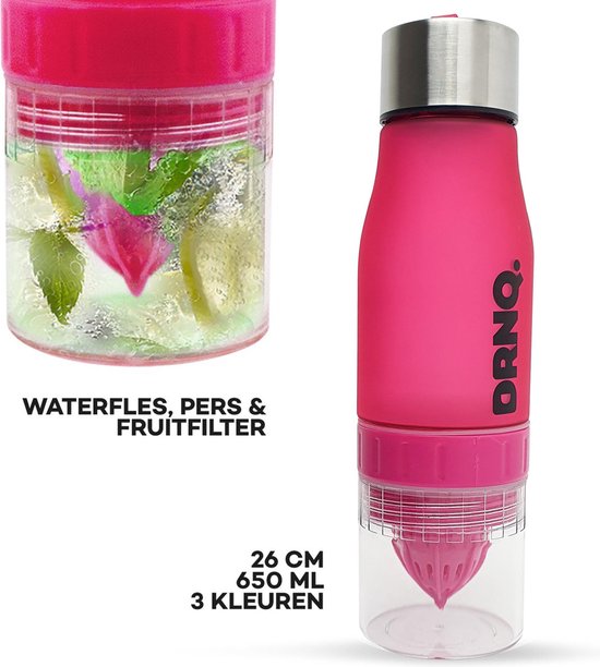 meel muur Op maat DRNQ. Drinkfles Fruitfilter waterfles met Sap Recepten - 650ml - Vaatwasser  bestendig - Pretty Pink - YellowPack.nl | Collectibles & More