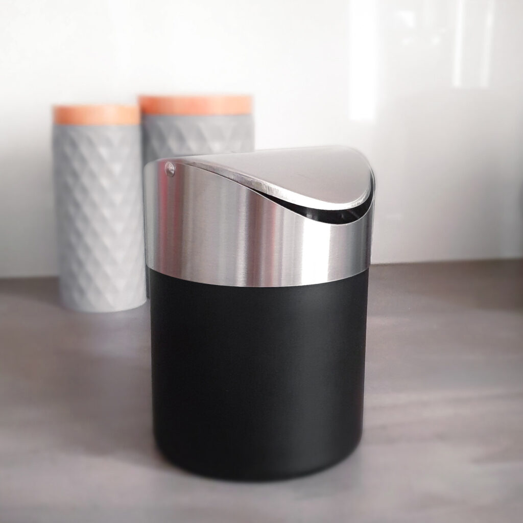 Tafel afvalbakje zwart rvs 01
