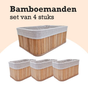 Bamboe Manden Set van 4 stuks Naturel 11Y
