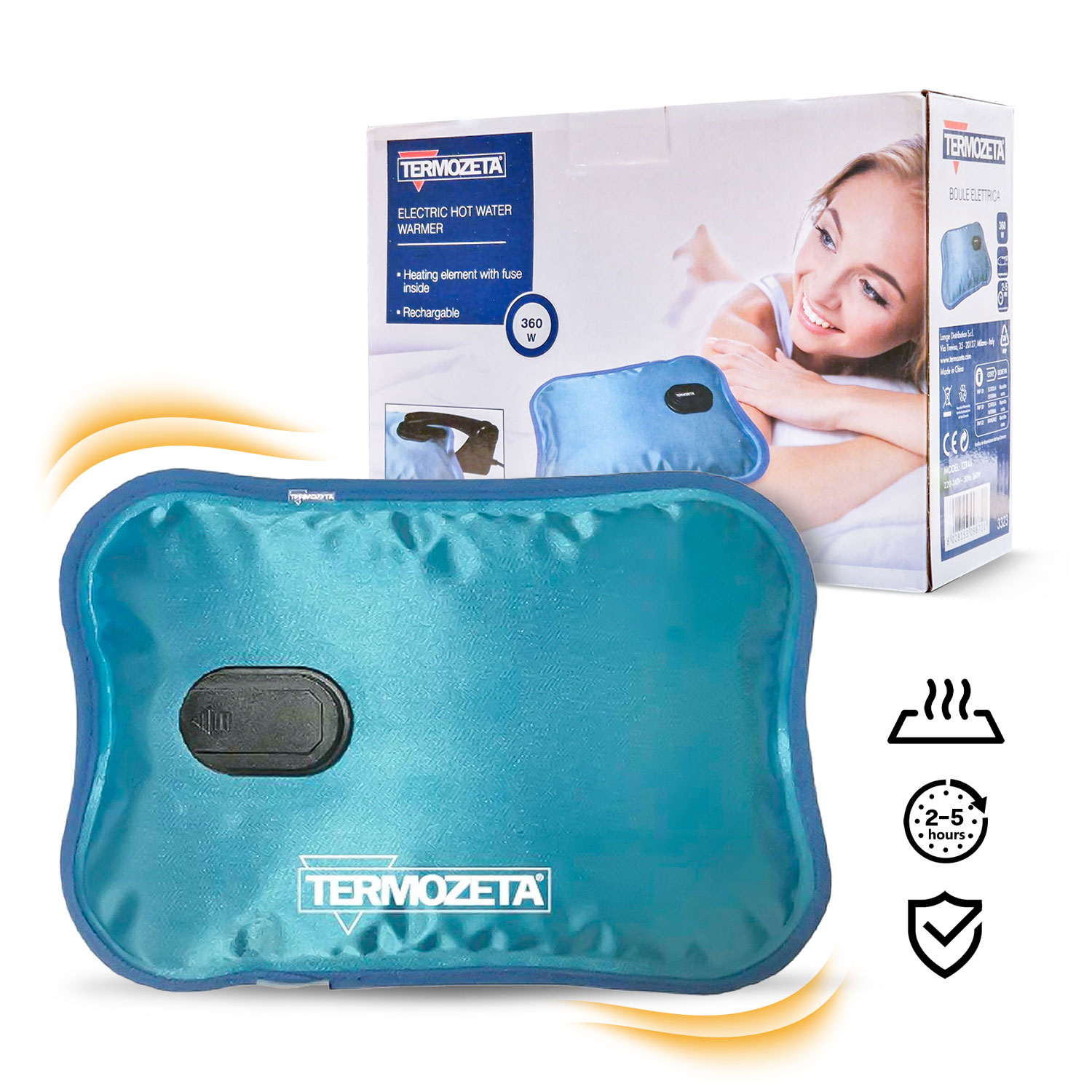 Termozeta - Elektrische Kruik - Hot Bag - 2 tot 5 Uur Warmte - Oplaadbaar -  Rechargeable - 360 Watt - Blauw - Geen verzendkosten