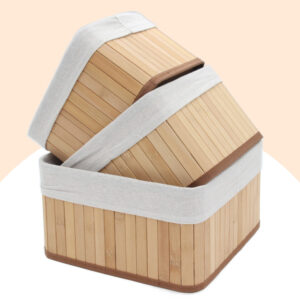 Bamboe manden set 3stuks vierkant 02