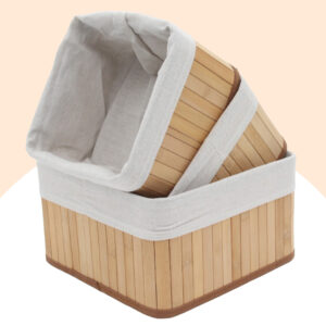 Bamboe manden set 3stuks vierkant 03