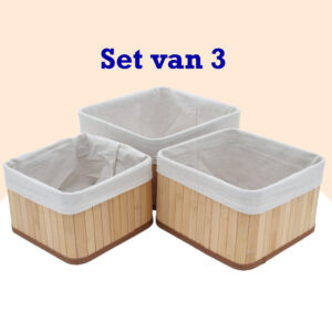 Bamboe manden set 3stuks vierkant 04