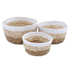 Decoratieve ronde manden set van 3 gemaakt van zeegras 21 18 15 cm multifunctionele kleine mandenset van natuurlijke vezels 01