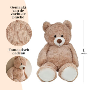 XXL Beige Knuffel Beer Teddybeer 100cm Knuffels Pluche Beer 100cm Hoge kwaliteit Knuffeldier Teddybear Groot Knuffelbeer 02