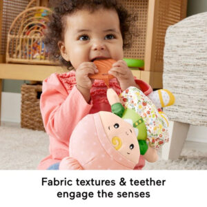 Fisher Price Knuffel en klingel Eerste Babypop met Regenboogbijtring 06
