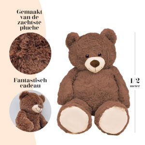 XL Donkerbruin Knuffel Beer Teddybeer 100cm Knuffels Pluche Beer 50cm Hoge kwaliteit Knuffeldier Teddybear Groot Knuffelbeer 05