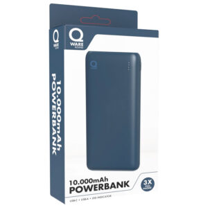 Qware Powerbank USB C USB A 10.000 mAh Geschikt voor Apple Iphone Samsung 3x Volledig Vol – Blauw 04