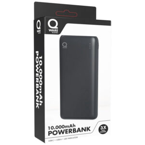 Qware Powerbank USB C USB A 10.000 mAh Geschikt voor Apple Iphone Samsung 3x Volledig Vol – Zwart 04