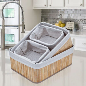 Bamboe Manden Set van 4 stuks Naturel Groot 01