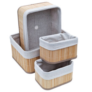 Bamboe Manden Set van 4 stuks Naturel Groot 02