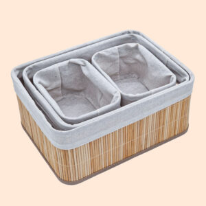 Bamboe Manden Set van 4 stuks Naturel Groot 03