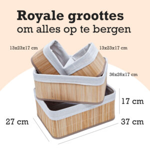 Bamboe Manden Set van 4 stuks Naturel Groot 04