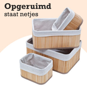 Bamboe Manden Set van 4 stuks Naturel Groot 05